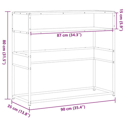 Mesa consola 90x35x80 cm derivados de madeira cinzento sonoma