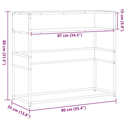 Mesa consola 90x35x80 cm derivados madeira carvalho castanho