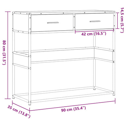 Mesa consola 90x35x80 cm derivados de madeira carvalho sonoma