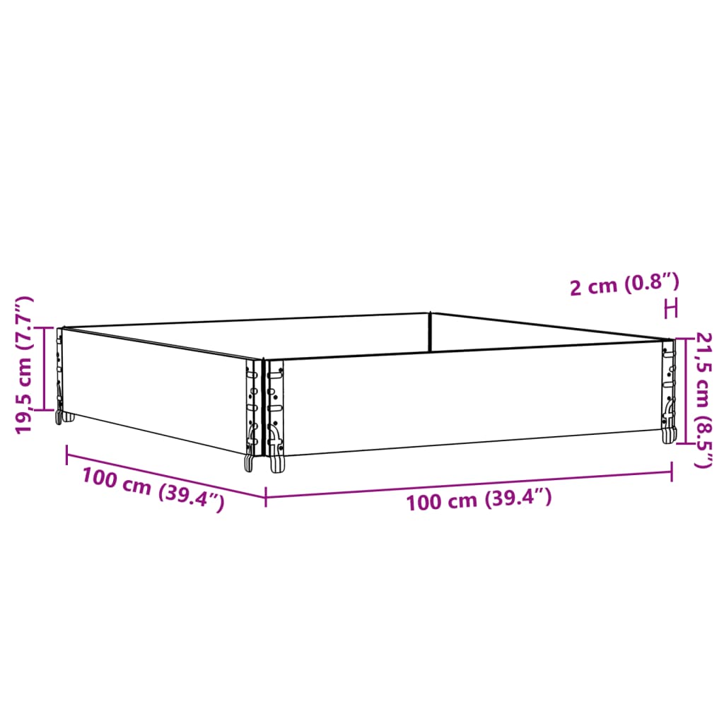 Vaso/floreira para jardim 100x100 cm madeira de pinho maciça