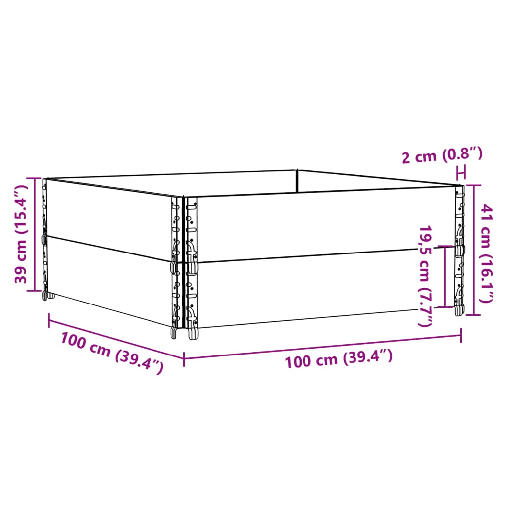 Vaso/floreira para jardim 100x100 cm pinho maciço castanho