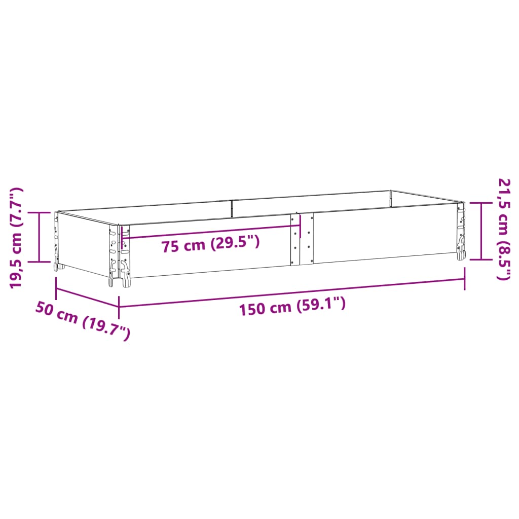 Vaso/floreira de jardim 150x50 cm madeira de pinho maciça preto