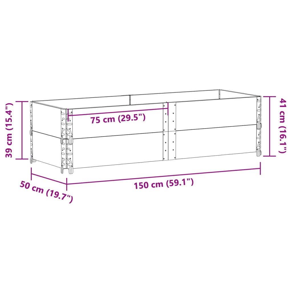 Vaso/floreira de jardim 150x50 cm madeira de pinho maciça