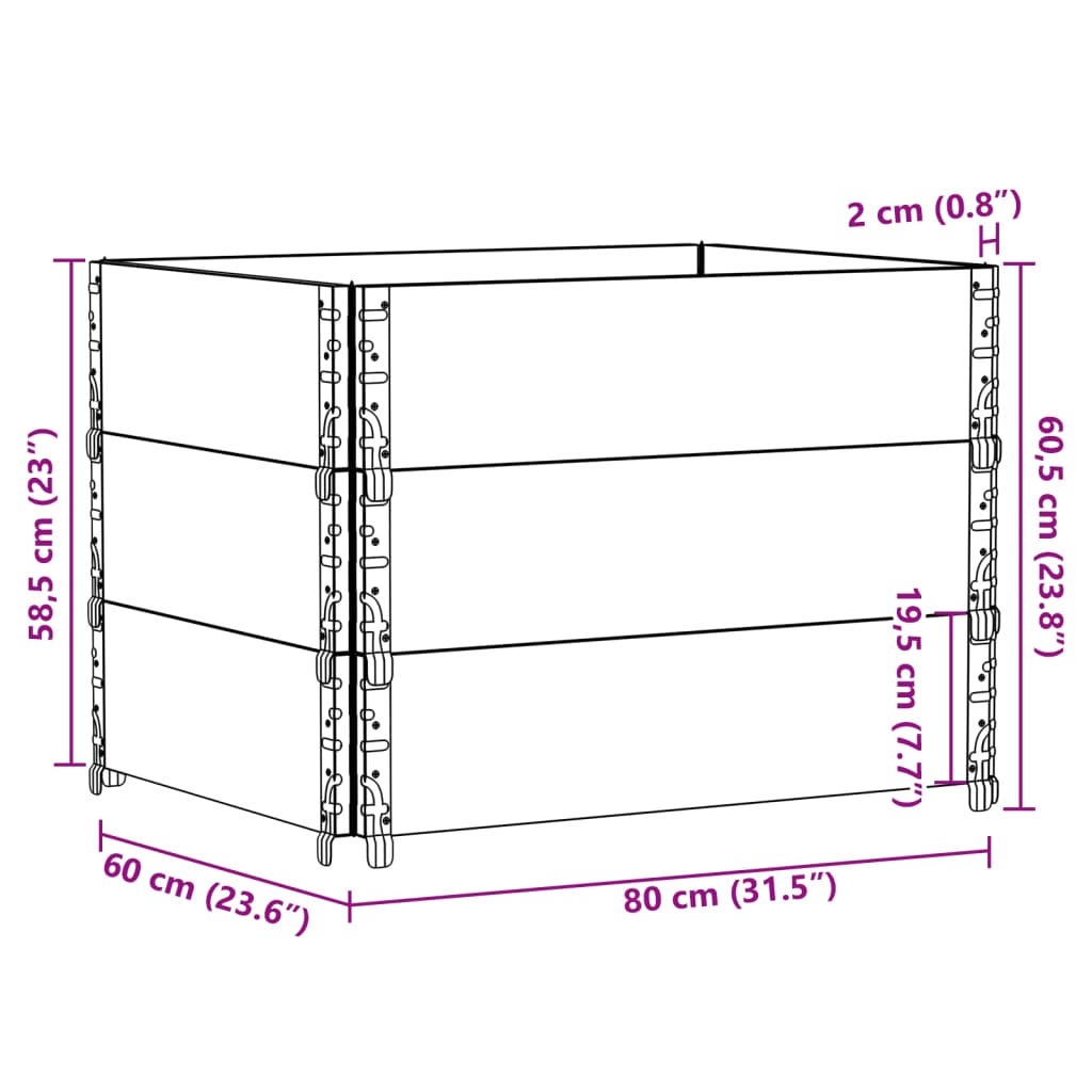 Vaso/floreira para jardim 80x60 cm pinho maciço castanho