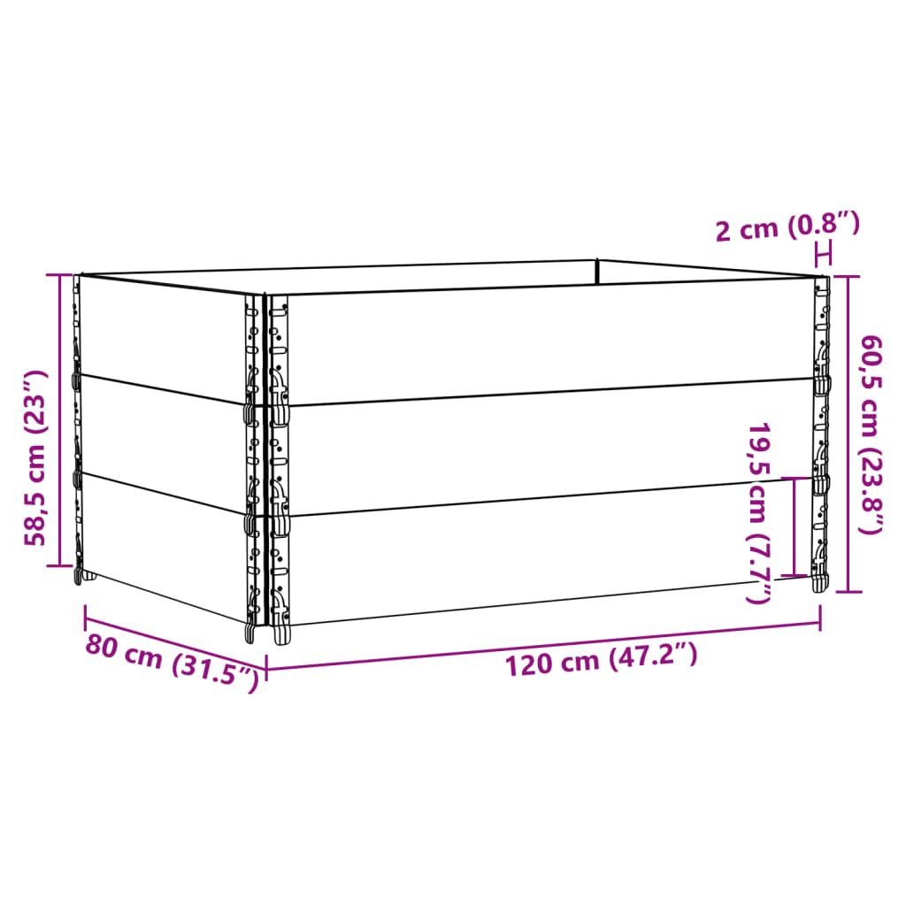 Vaso/floreira para jardim 120x80 cm madeira de pinho maciça