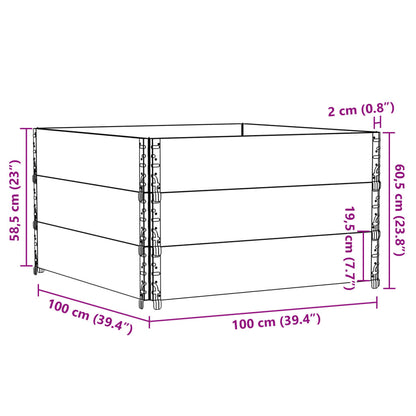 Vaso/floreira para jardim 100x100 cm pinho maciço castanho