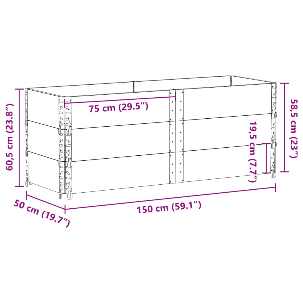 Vaso/floreira de jardim 150x50 cm madeira de pinho maciça preto