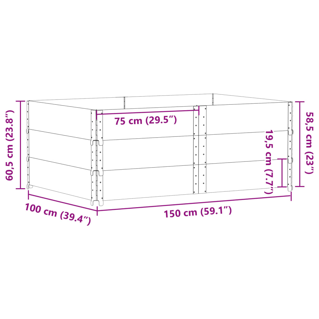 Vaso/floreira de jardim 150x100 cm madeira de pinho maciça