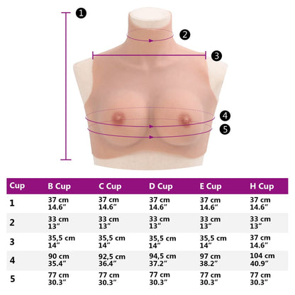 Peitoral de silicone natural copa C