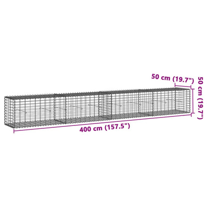 Cesto gabião com cobertura 400x50x50 cm ferro galvanizado