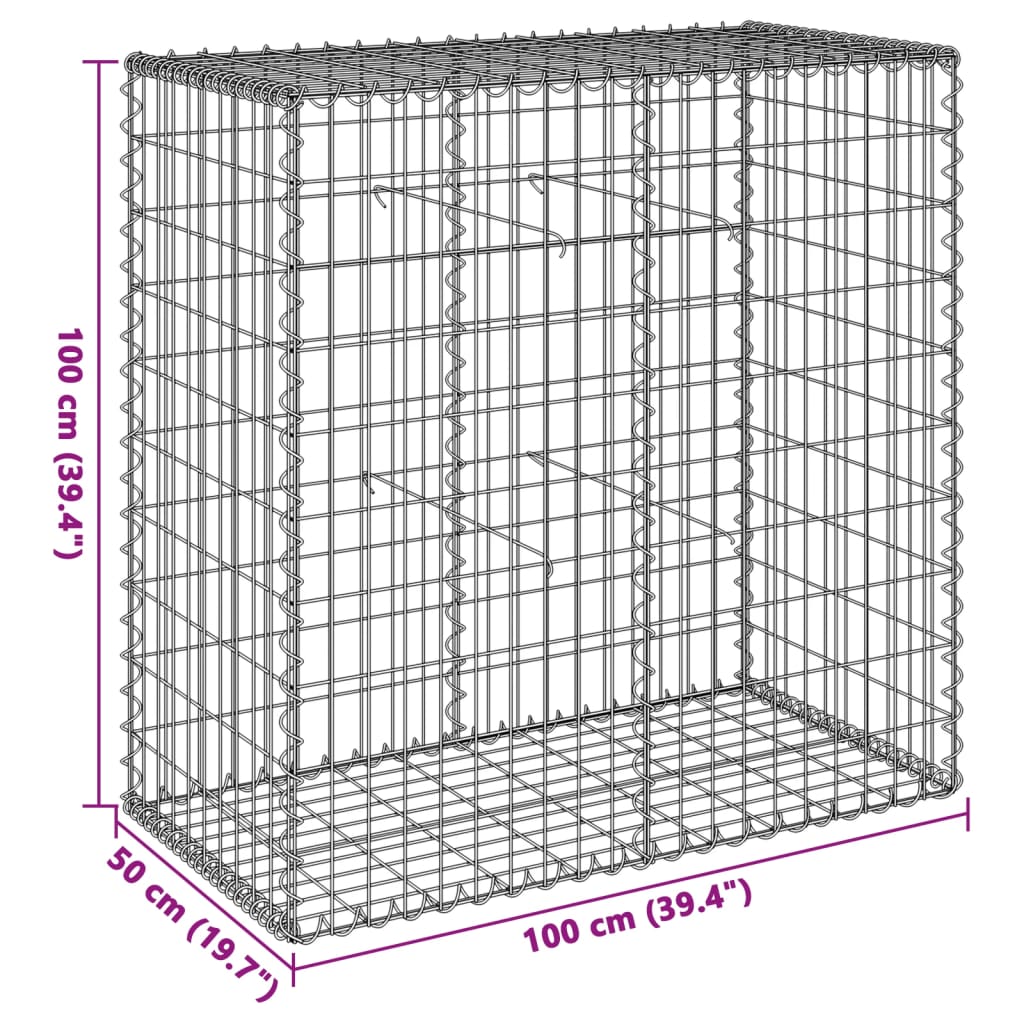 Cesto gabião com cobertura 100x50x100 cm ferro galvanizado