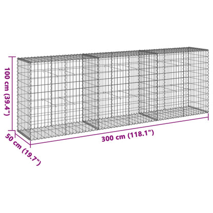 Cesto gabião com cobertura 300x50x100 cm ferro galvanizado