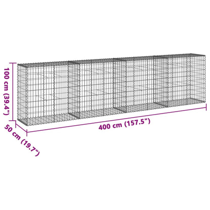 Cesto gabião com cobertura 400x50x100 cm ferro galvanizado