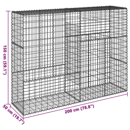 Cesto gabião com cobertura 200x50x150 cm ferro galvanizado