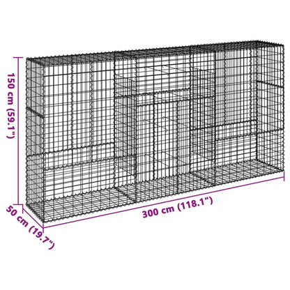 Cesto gabião com cobertura 300x50x150 cm ferro galvanizado