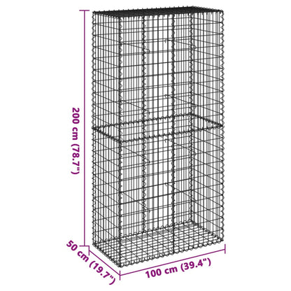 Cesto gabião com cobertura 100x50x200 cm ferro galvanizado