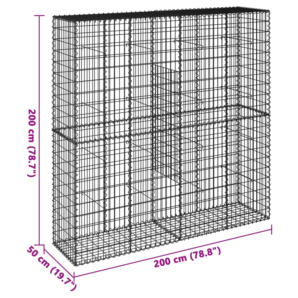 Cesto gabião com cobertura 200x50x200 cm ferro galvanizado