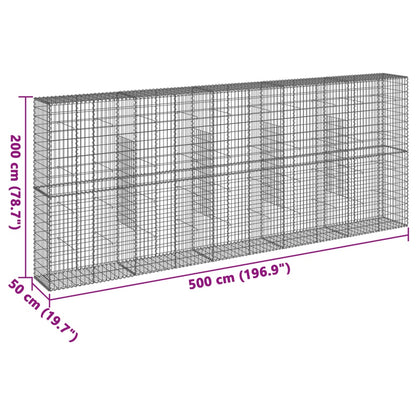 Cesto gabião com cobertura 500x50x200 cm ferro galvanizado