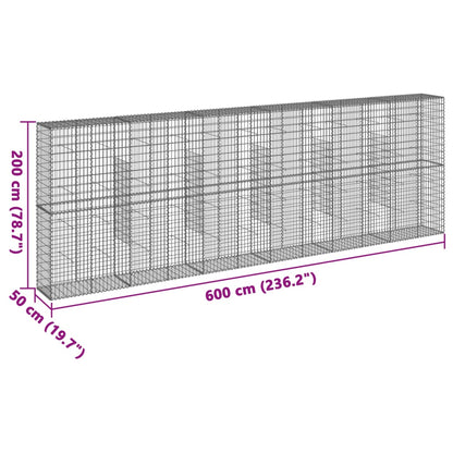 Cesto gabião com cobertura 600x50x200 cm ferro galvanizado