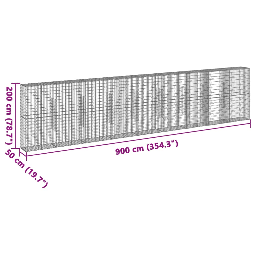 Cesto gabião com cobertura 900x50x200 cm ferro galvanizado