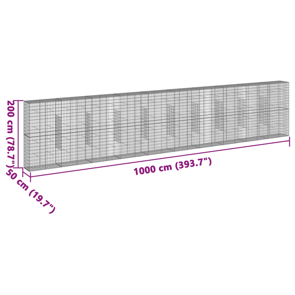 Cesto gabião com cobertura 1000x50x200 cm ferro galvanizado