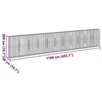 Cesto gabião com cobertura 1100x50x200 cm ferro galvanizado