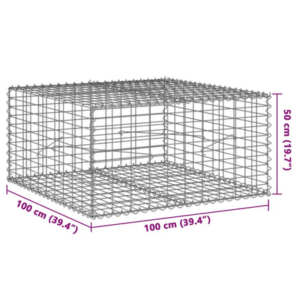 Cesto gabião com cobertura 100x100x50 cm ferro galvanizado