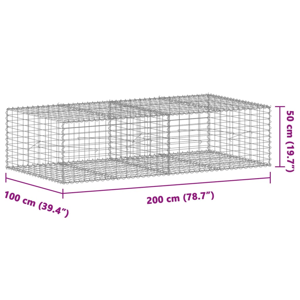 Cesto gabião com cobertura 200x100x50 cm ferro galvanizado