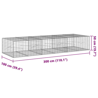 Cesto gabião com cobertura 300x100x50 cm ferro galvanizado