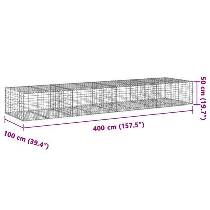 Cesto gabião com cobertura 400x100x50 cm ferro galvanizado