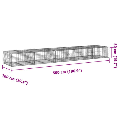 Cesto gabião com cobertura 500x100x50 cm ferro galvanizado