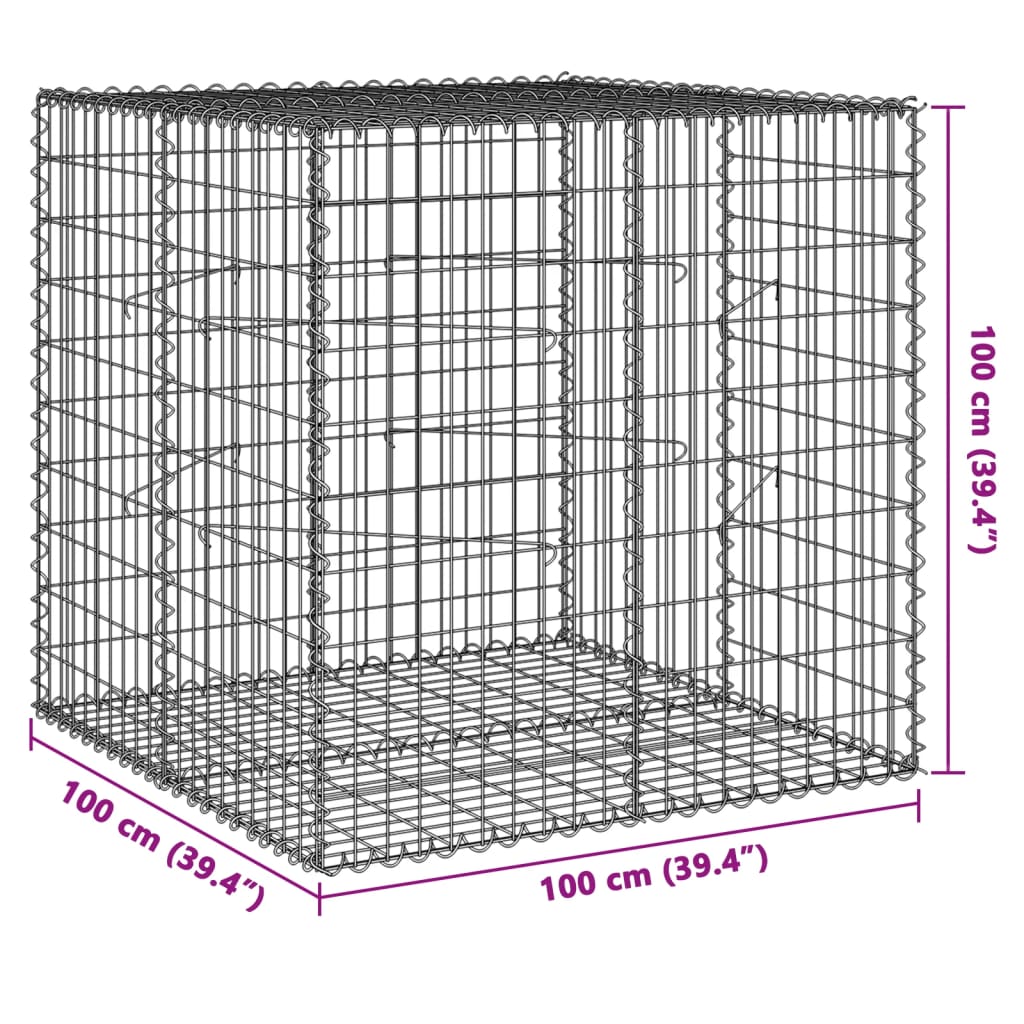 Cesto gabião com cobertura 100x100x100 cm ferro galvanizado