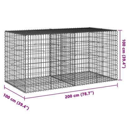 Cesto gabião com cobertura 200x100x100 cm ferro galvanizado