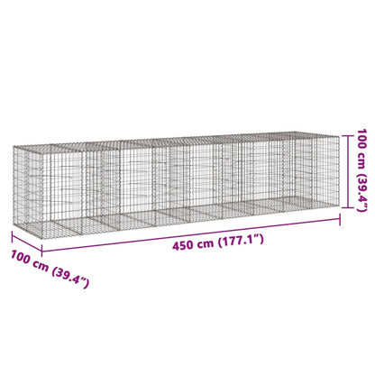 Cesto gabião com cobertura 450x100x100 cm ferro galvanizado