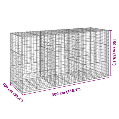 Cesto gabião com cobertura 300x100x150 cm ferro galvanizado