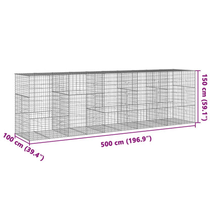 Cesto gabião com cobertura 500x100x150 cm ferro galvanizado