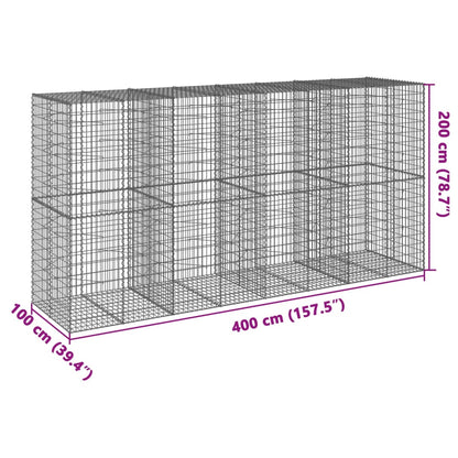 Cesto gabião com cobertura 400x100x200 cm ferro galvanizado