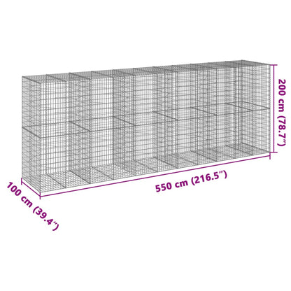 Cesto gabião com cobertura 550x100x200 cm ferro galvanizado