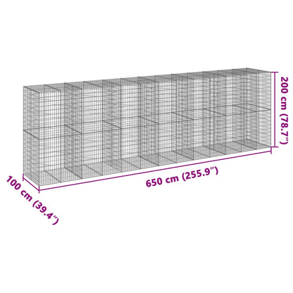 Cesto gabião com cobertura 650x100x200 cm ferro galvanizado