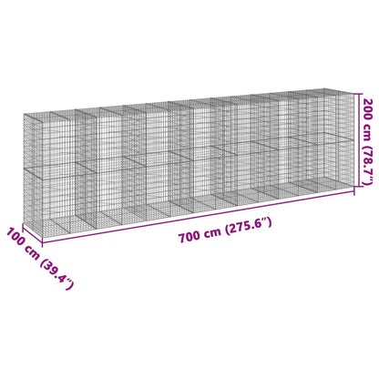 Cesto gabião com cobertura 700x100x200 cm ferro galvanizado