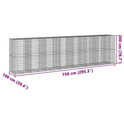 Cesto gabião com cobertura 750x100x200 cm ferro galvanizado