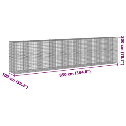 Cesto gabião com cobertura 850x100x200 cm ferro galvanizado