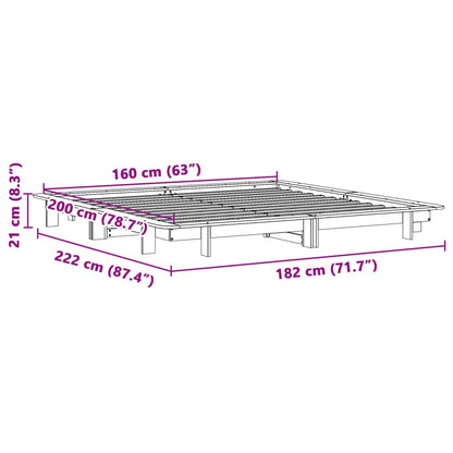 Cama sem colchão 160x200 cm madeira de pinho maciça branco