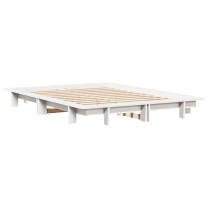 Cama sem colchão 140x190 cm madeira de pinho maciça branco