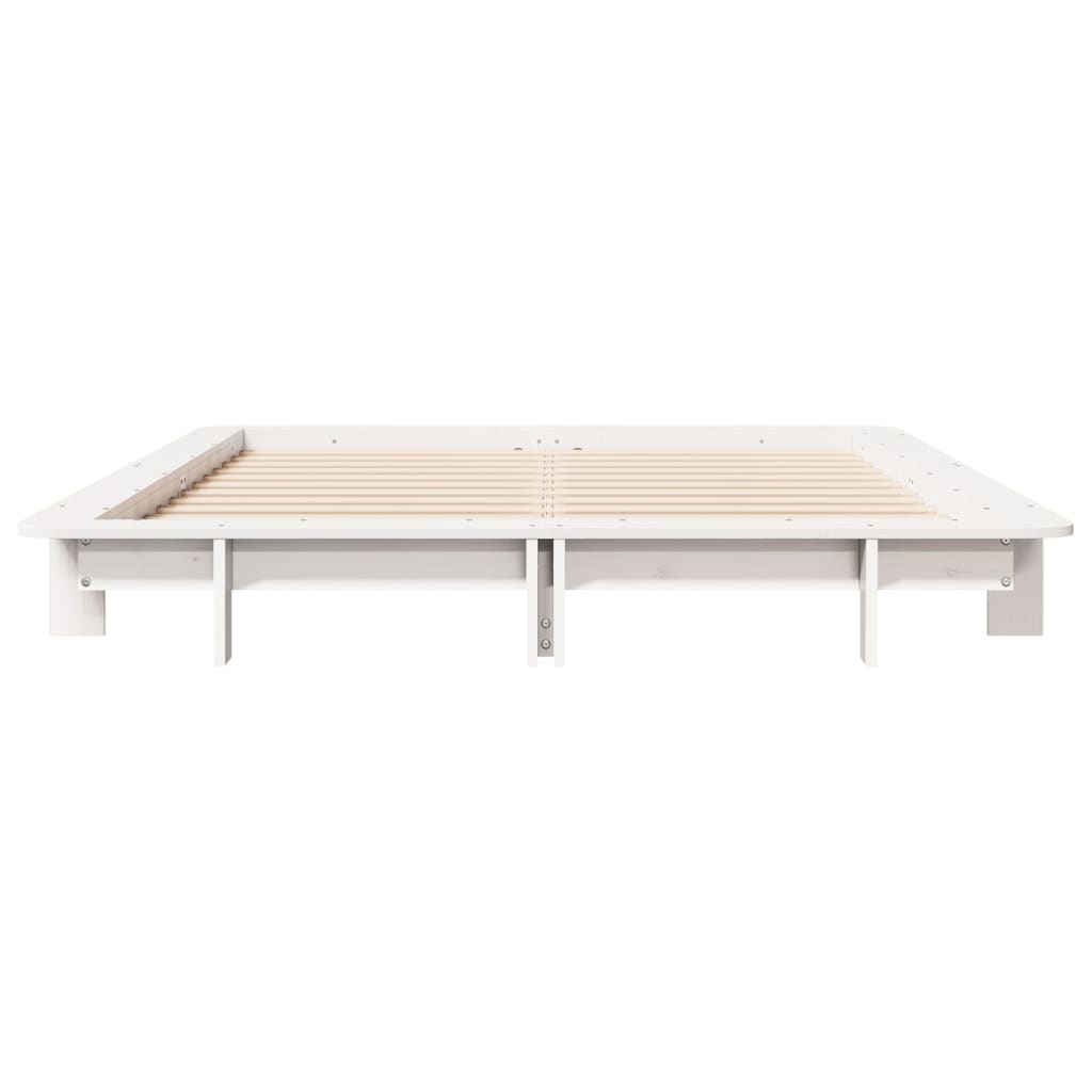 Cama sem colchão 140x190 cm madeira de pinho maciça branco