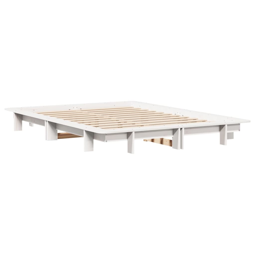 Cama sem colchão 140x190 cm madeira de pinho maciça branco