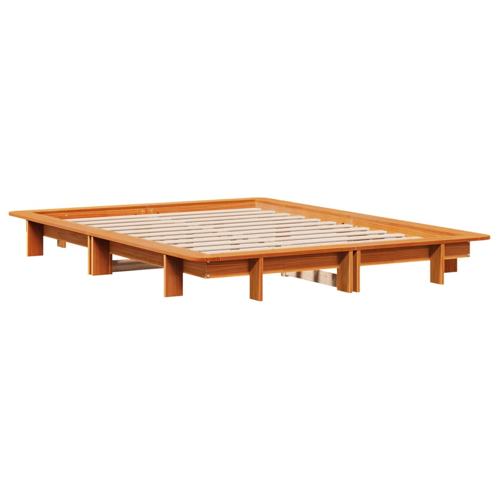 Cama sem colchão 140x190 cm pinho maciço castanho-mel