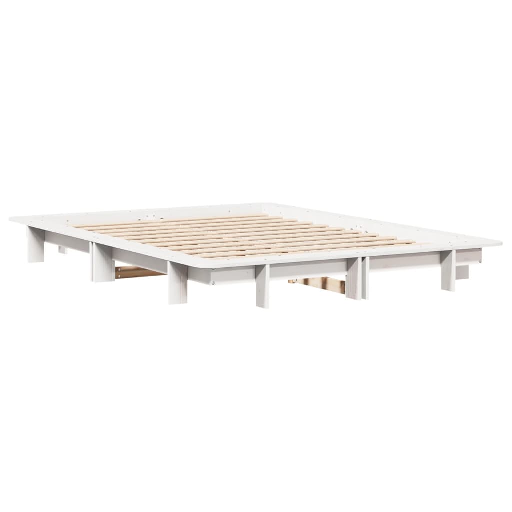 Cama sem colchão 120x190 cm madeira de pinho maciça branco