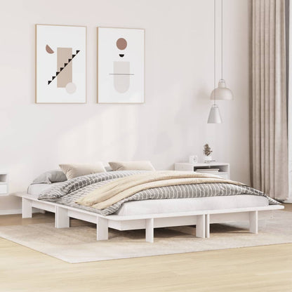 Cama sem colchão 120x190 cm madeira de pinho maciça branco