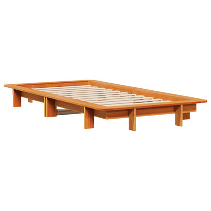 Cama sem colchão 75x190 cm madeira de pinho maciça castanho-mel